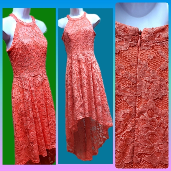 Lace Floral High-Low Dress - Picture 3 of 17